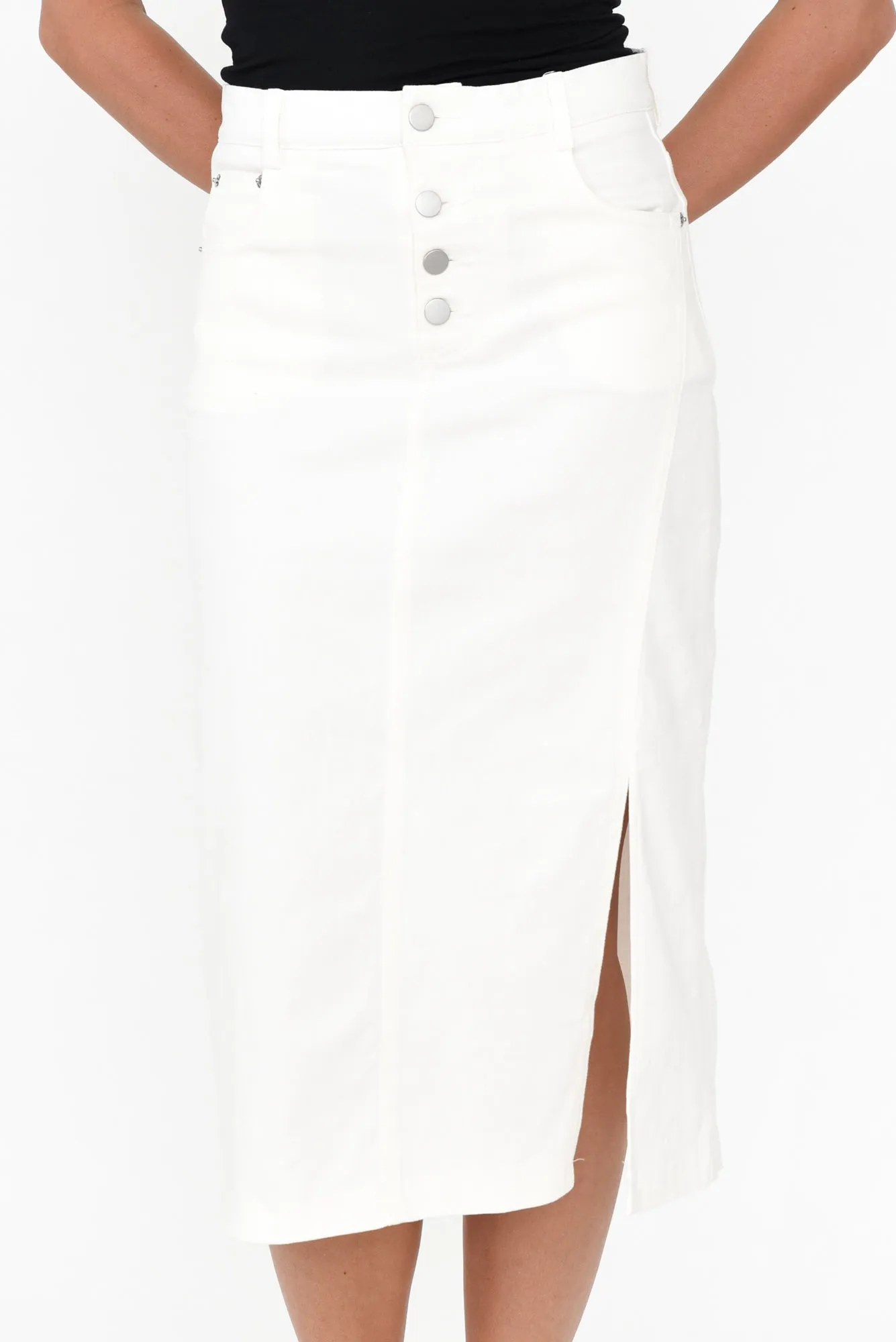 Astille White Cotton Blend Skirt sold by Blue Bungalow product image thumbnail 5