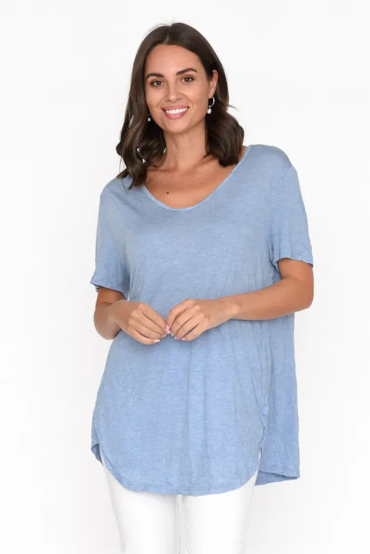 Moira Blue Crinkle Cotton Tee sold by Blue Bungalow