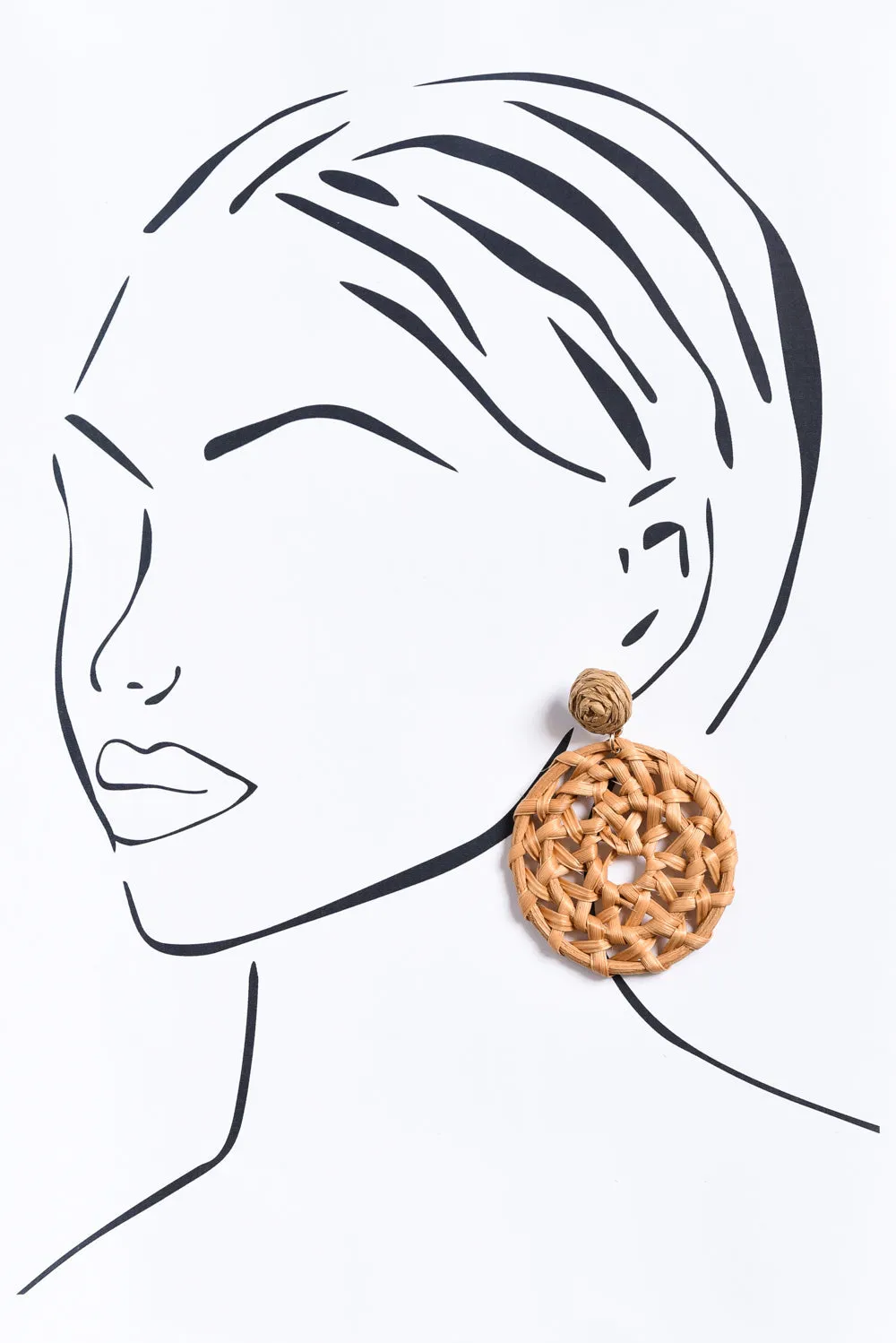 Chandra Tan Rattan Disc Earrings sold by Blue Bungalow product image thumbnail 2