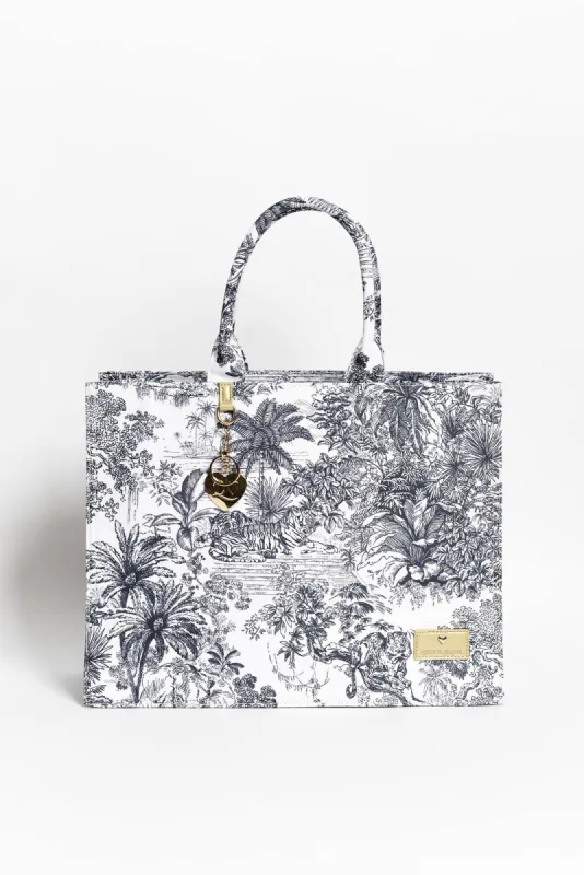 Ally Navy Jungle Tote Bag sold by Blue Bungalow