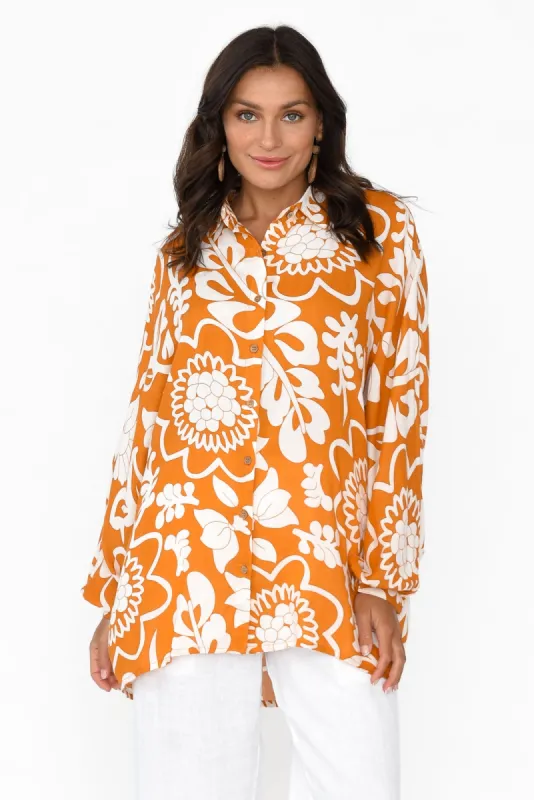 Milano Orange Garden Relaxed Shirt sold by Blue Bungalow