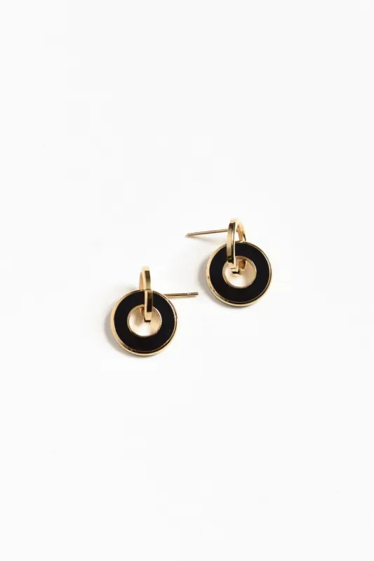 Pila Black Gold Plated Drop Earrings sold by Blue Bungalow