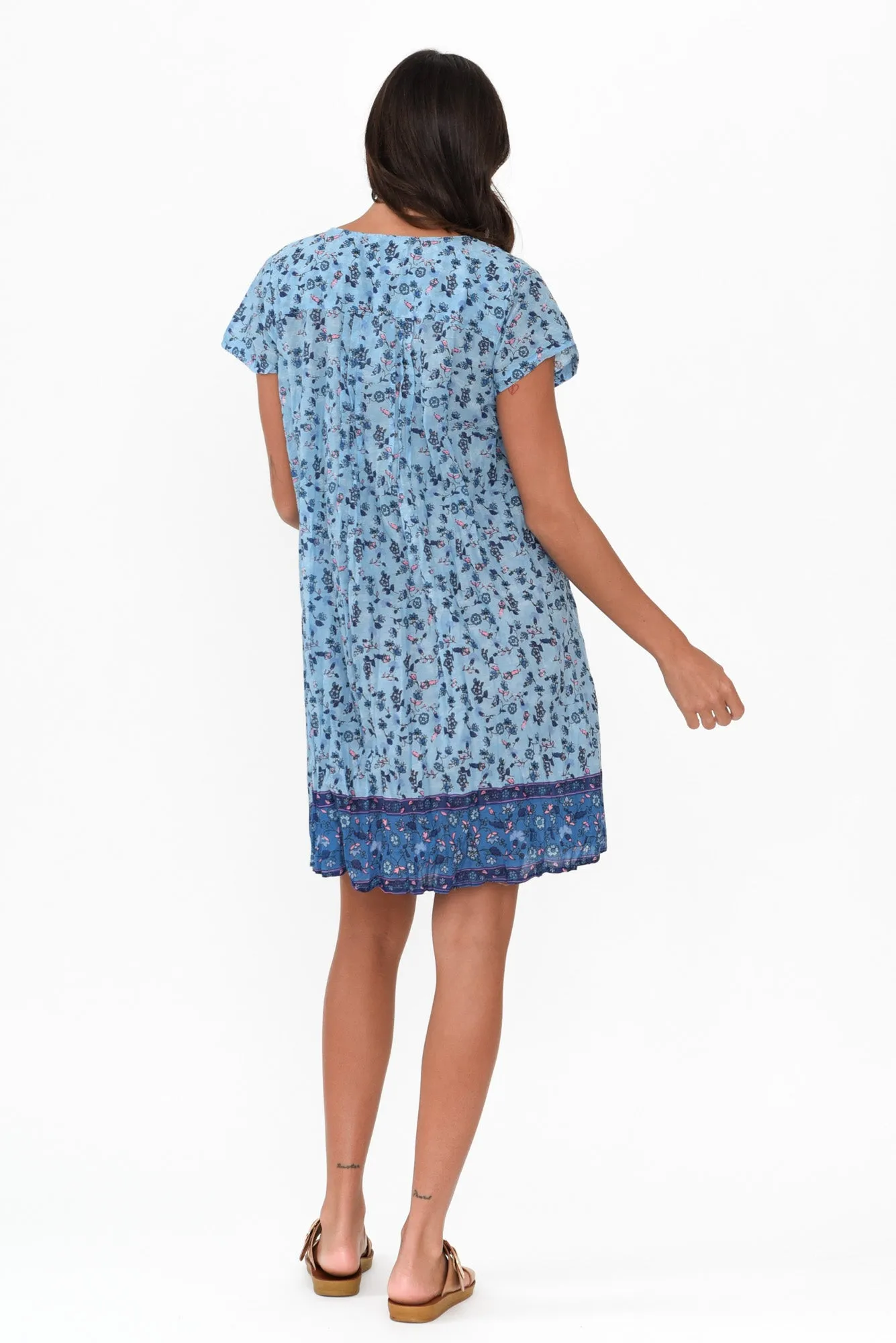 Sabina Blue Meadow Crinkle Cotton Dress sold by Blue Bungalow product image thumbnail 4