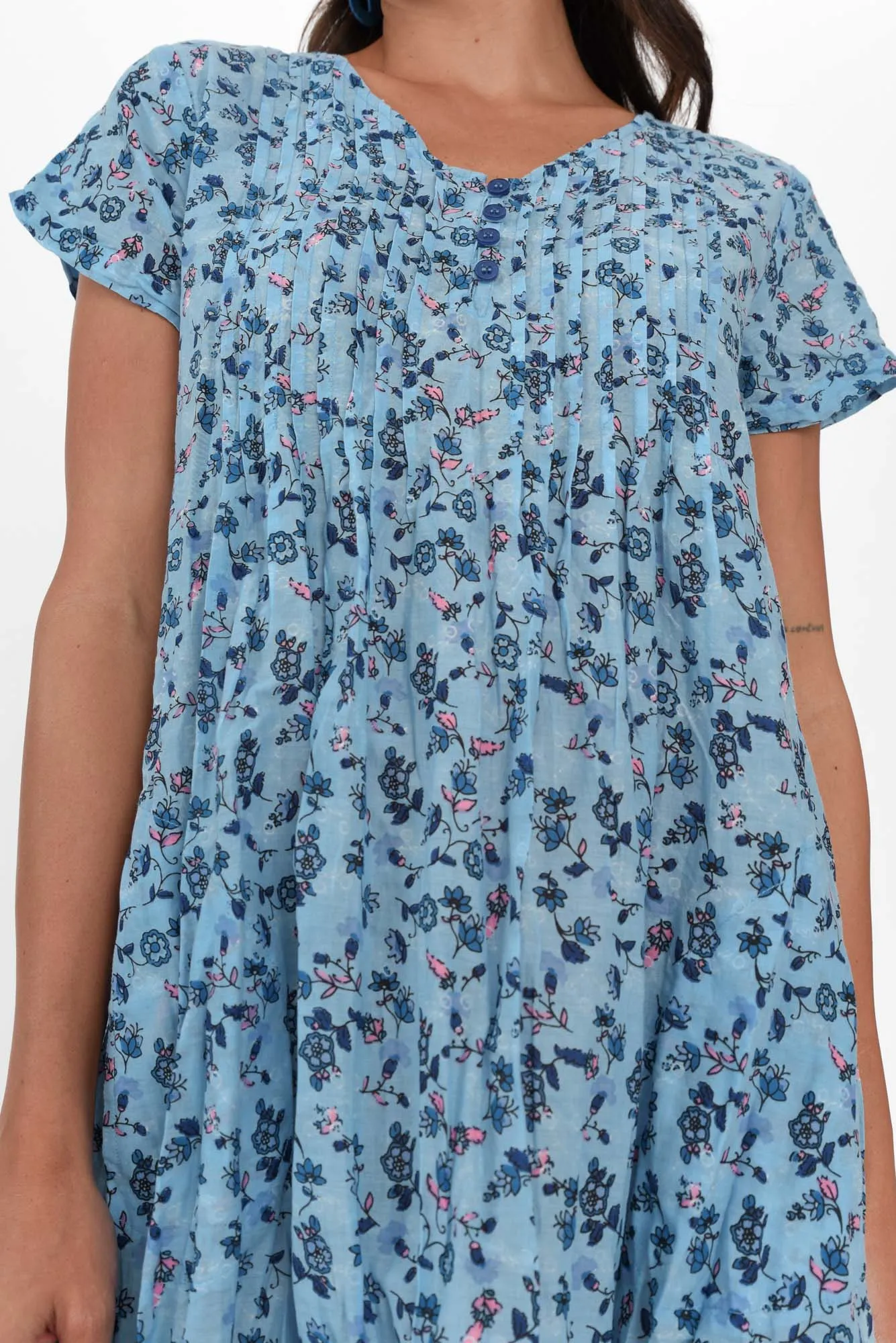Sabina Blue Meadow Crinkle Cotton Dress sold by Blue Bungalow product image thumbnail 5