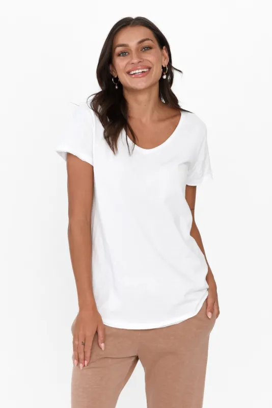 White Cotton Fundamental Vee Tee sold by Blue Bungalow