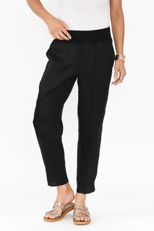 Tatum Black Linen Pants sold by Blue Bungalow
