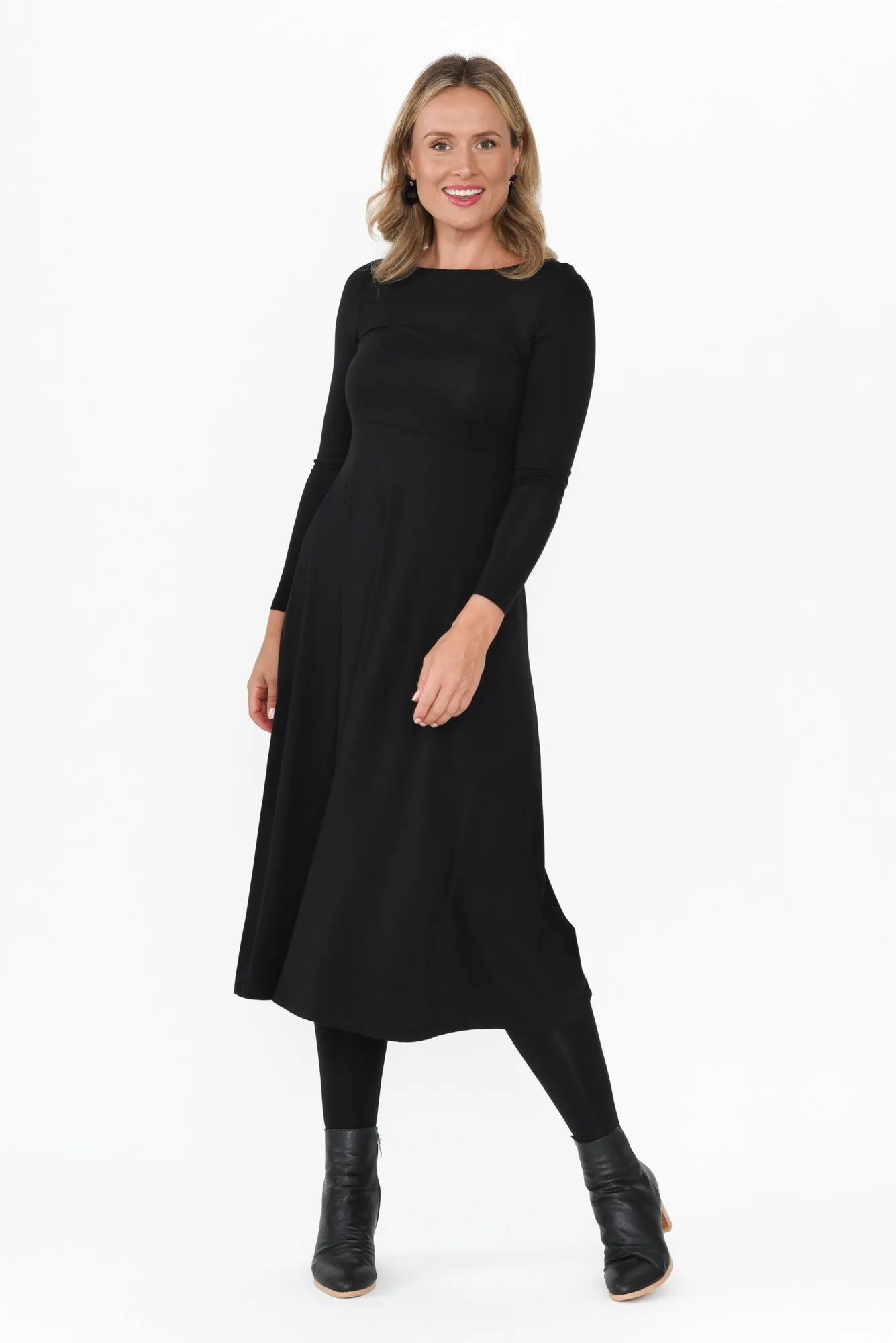 Olivia Black Bamboo Sleeved Dress sold by Blue Bungalow