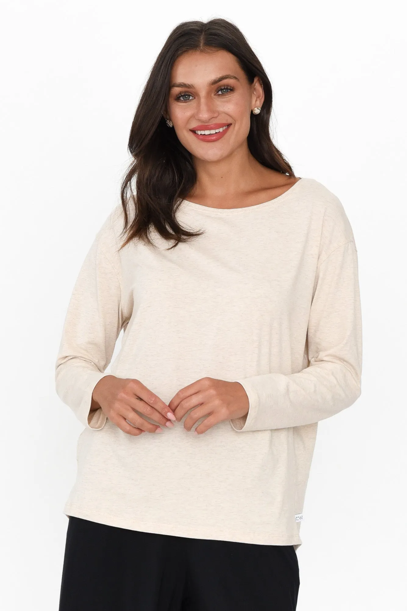 Moya Oat Cotton Hi Lo Top sold by Blue Bungalow