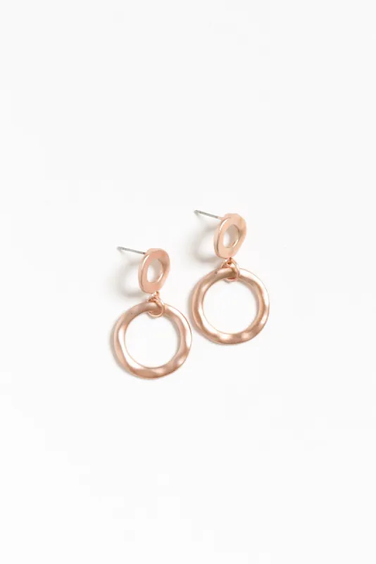Essence Rose Gold Circular Pendant Drop Earrings sold by Blue Bungalow
