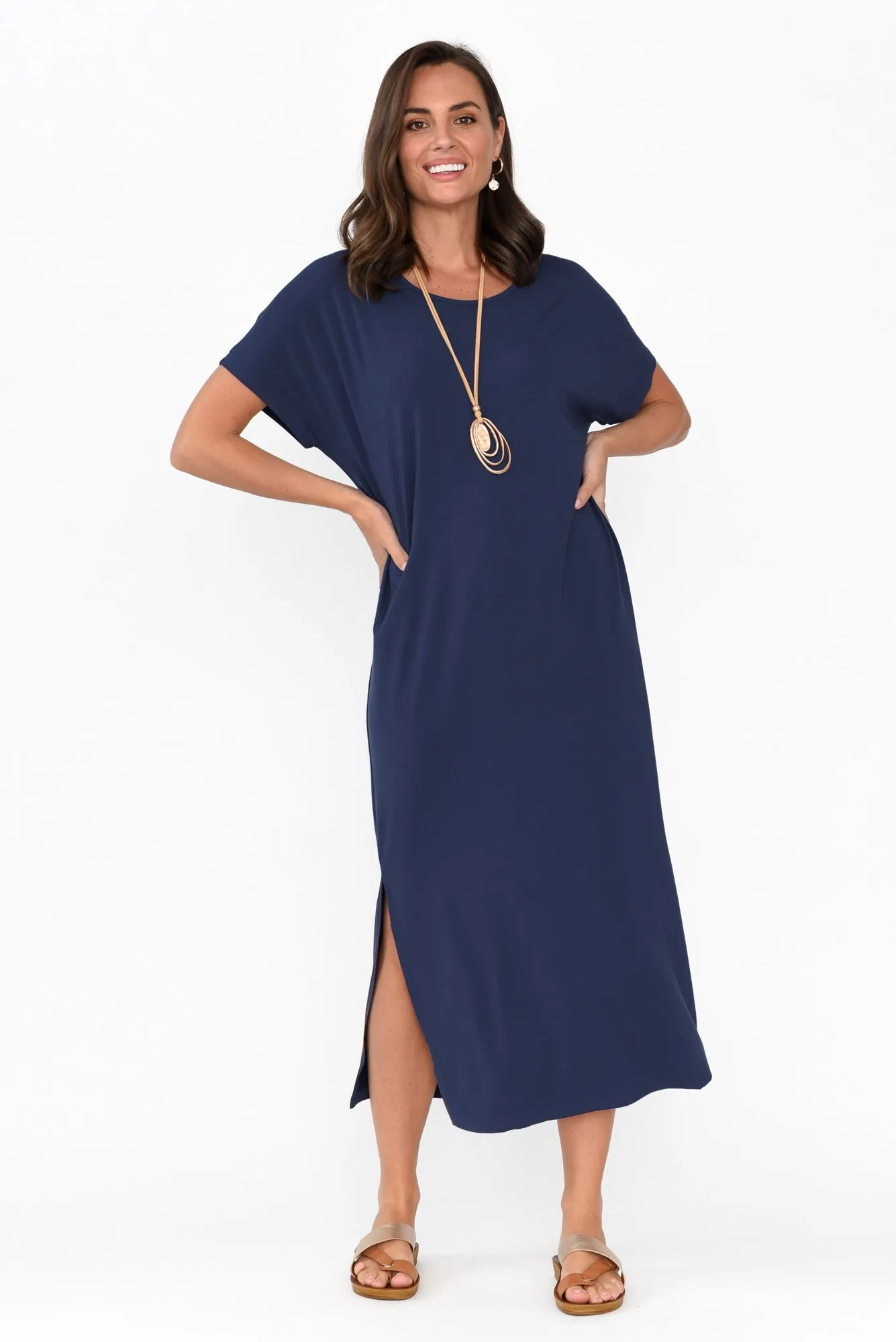 Dempsey Navy Bamboo Midi Dress sold by Blue Bungalow product image thumbnail 2