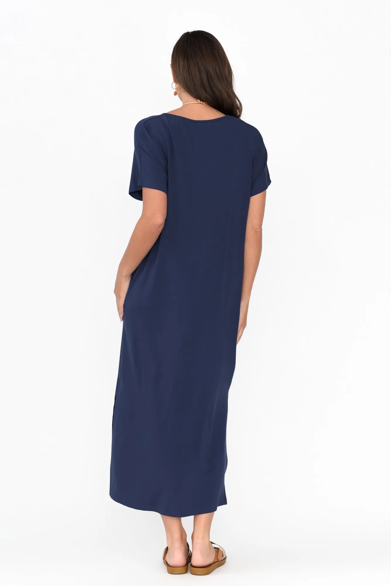 Dempsey Navy Bamboo Midi Dress sold by Blue Bungalow product image thumbnail 4