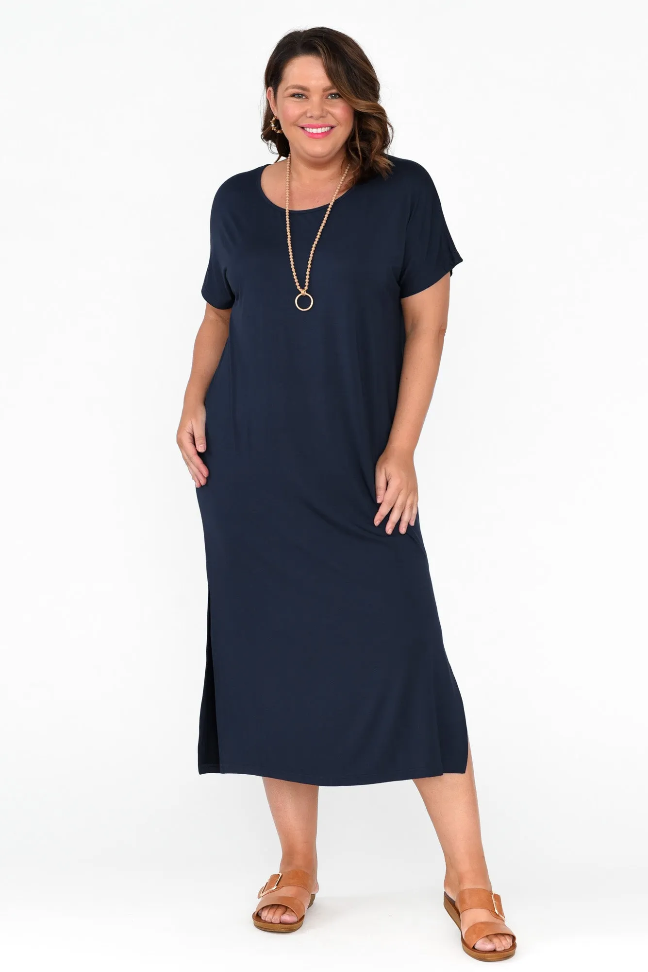 Dempsey Navy Bamboo Midi Dress sold by Blue Bungalow product image thumbnail 5