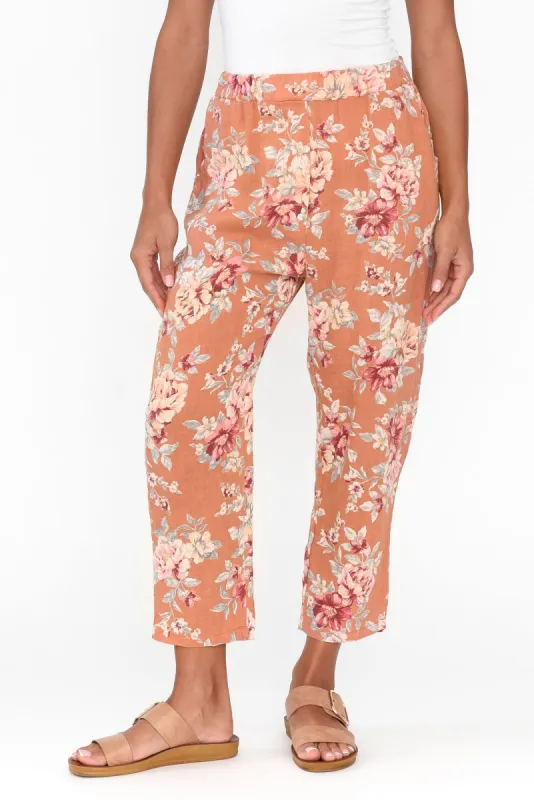 Jacqui Orange Blossom Linen Pants sold by Blue Bungalow