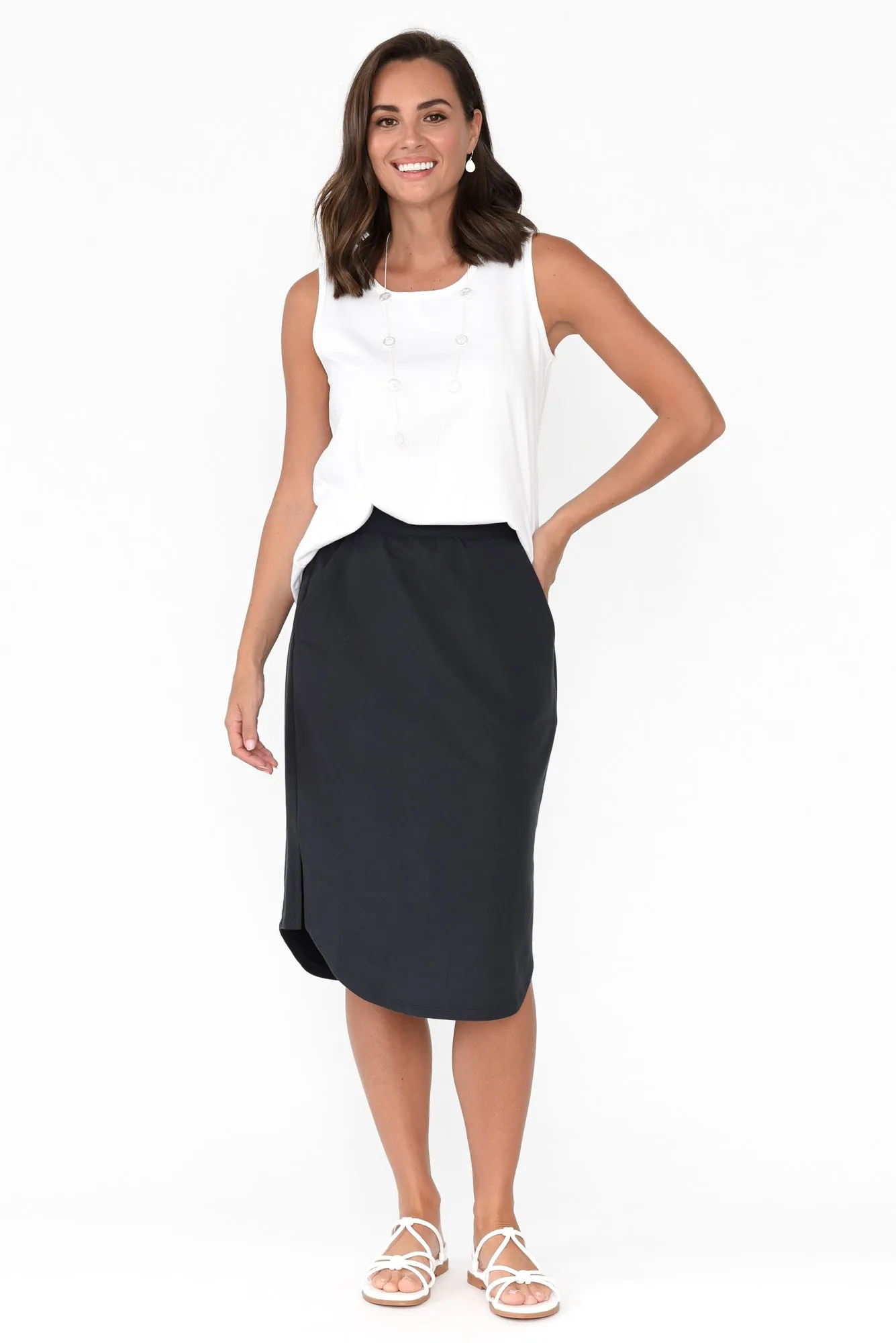 Evie Charcoal Cotton Blend Skirt sold by Blue Bungalow product image thumbnail 2