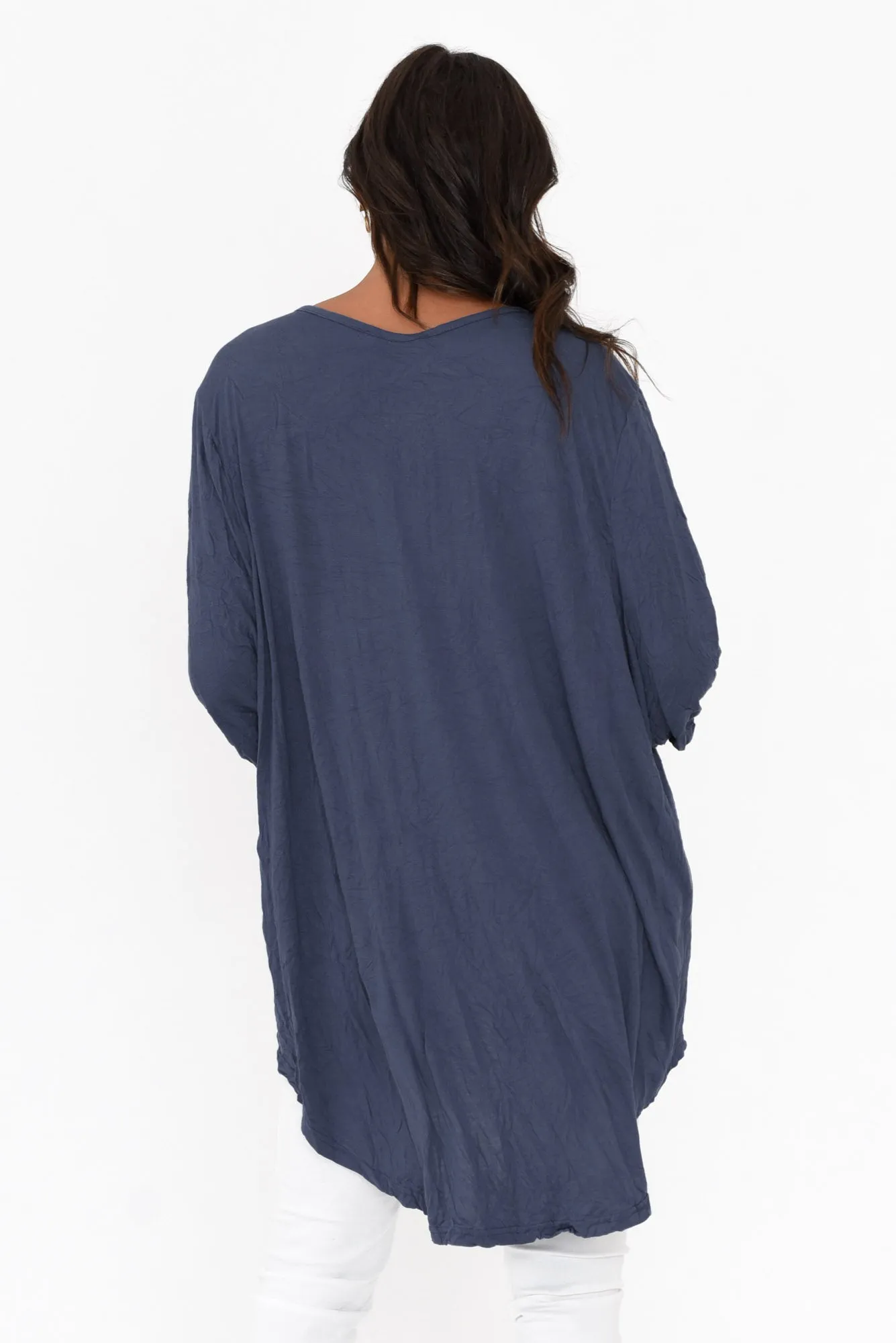 Agnes Blue Crinkle Cotton Hi Lo Top sold by Blue Bungalow product image thumbnail 4