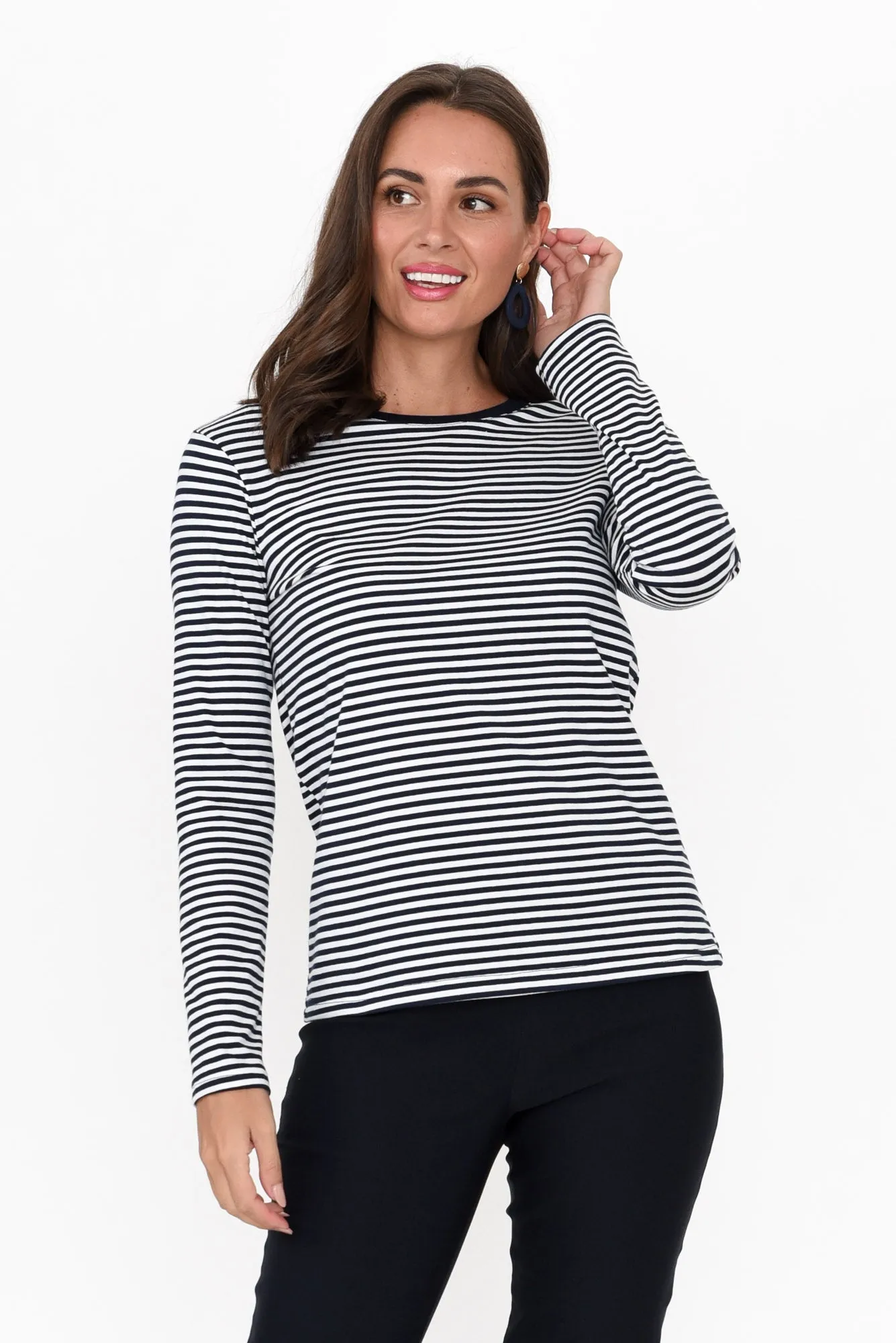 Anchor Navy Stripe Cotton Top sold by Blue Bungalow
