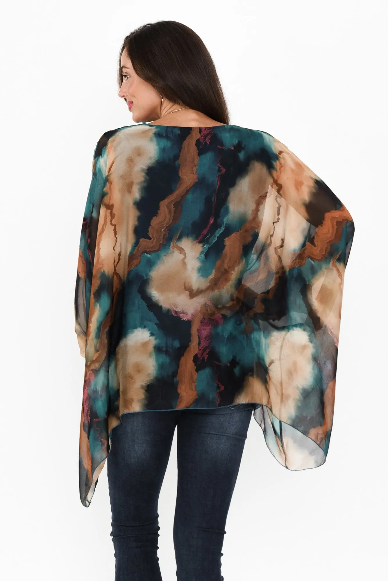 Dorey Navy Abstract Silk Layer Top sold by Blue Bungalow product image thumbnail 4