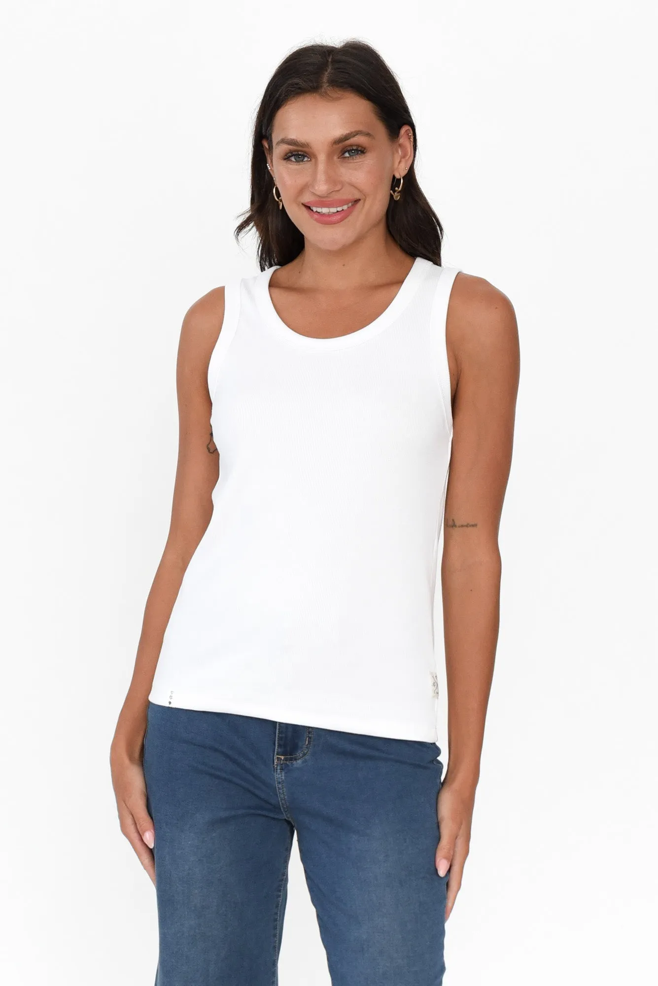 White Rib Crew Tank sold by Blue Bungalow