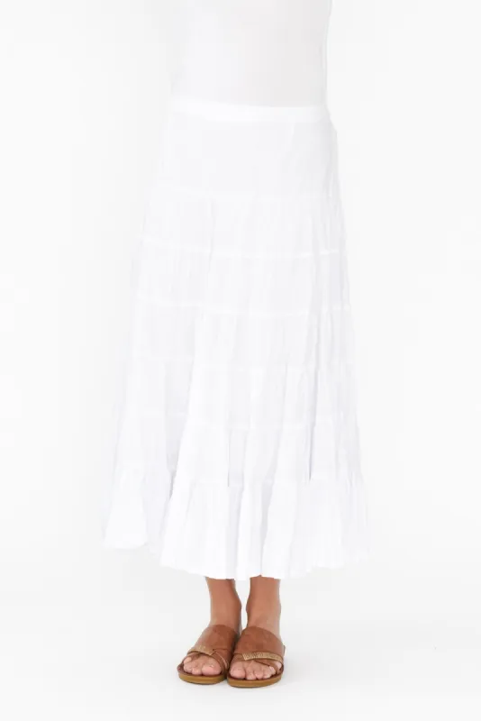 Taurus White Cotton Tiered Skirt sold by Blue Bungalow