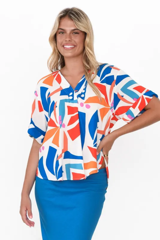 Fribben Blue Abstract Top sold by Blue Bungalow