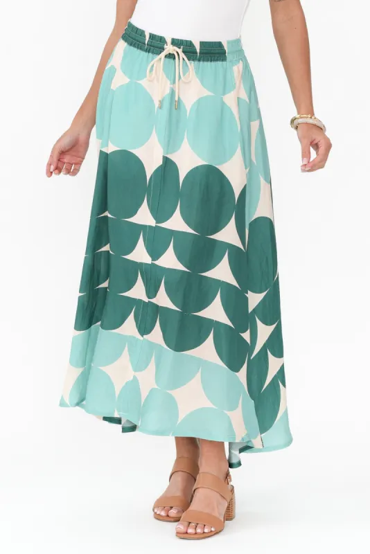 Domino Aqua Spot Linen Blend Skirt sold by Blue Bungalow