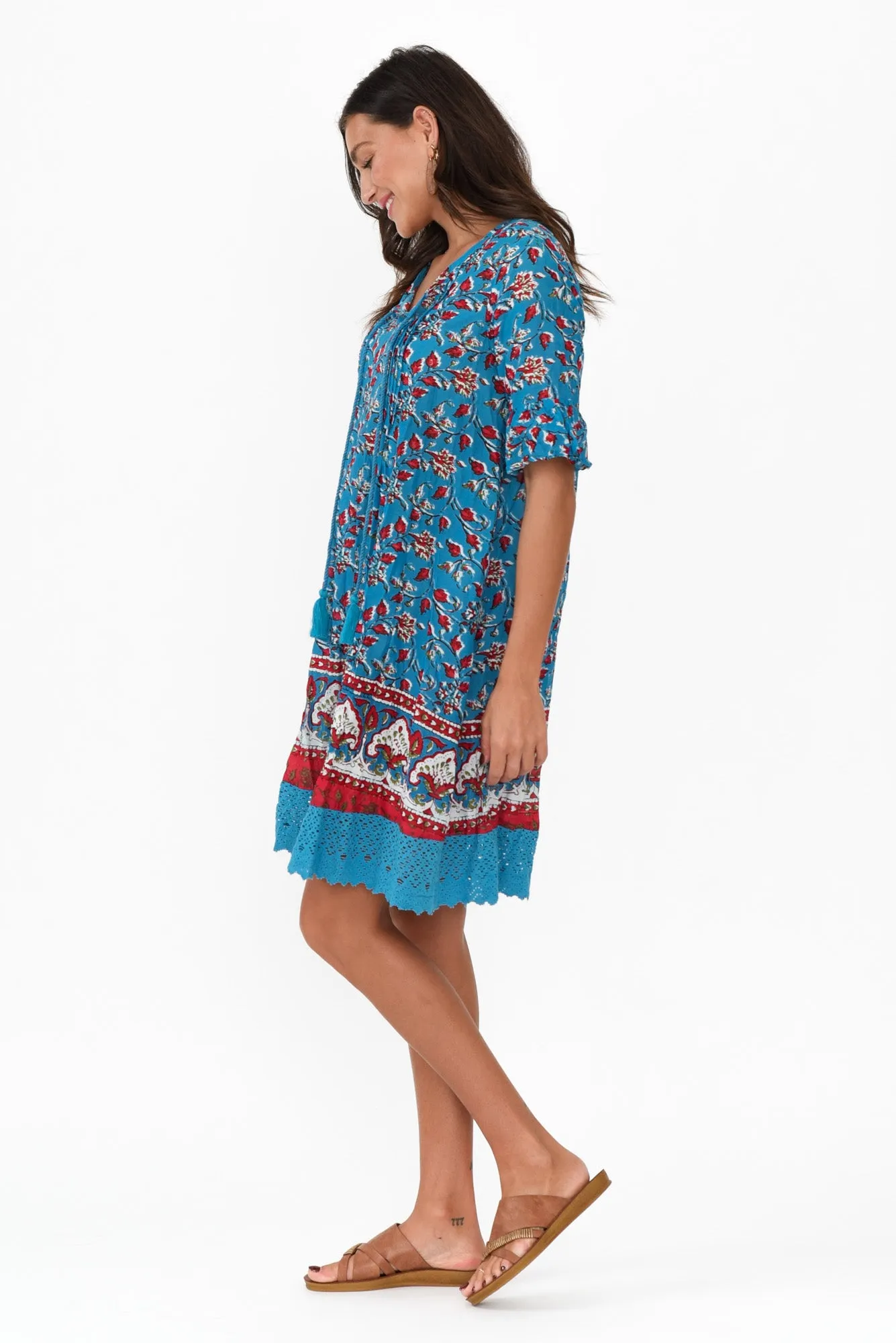 Cayman Blue Blossom Cotton Tunic Dress sold by Blue Bungalow product image thumbnail 4
