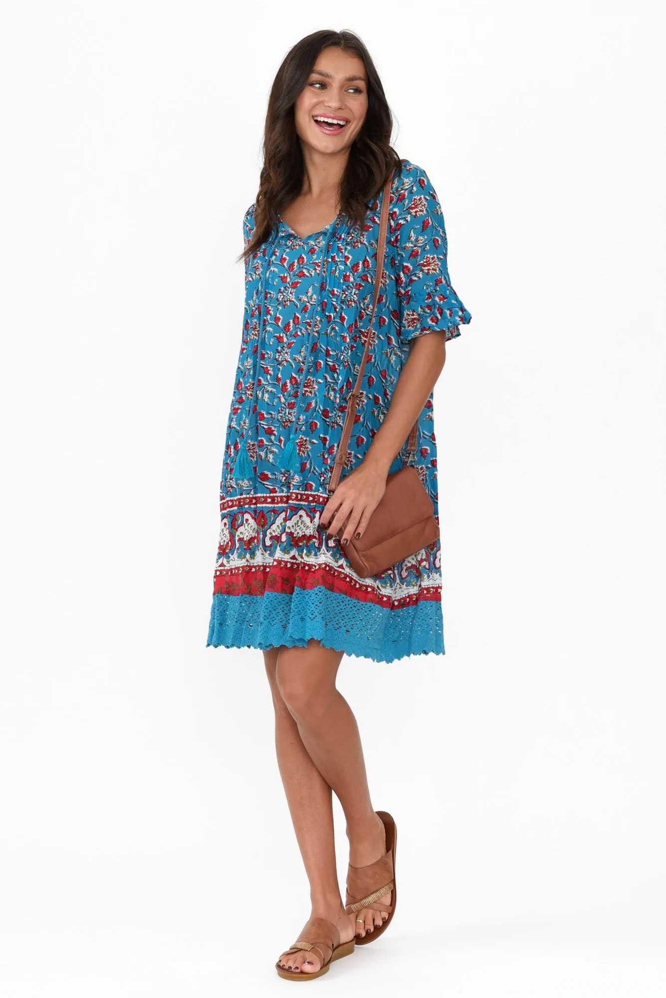 Cayman Blue Blossom Cotton Tunic Dress sold by Blue Bungalow product image thumbnail 2