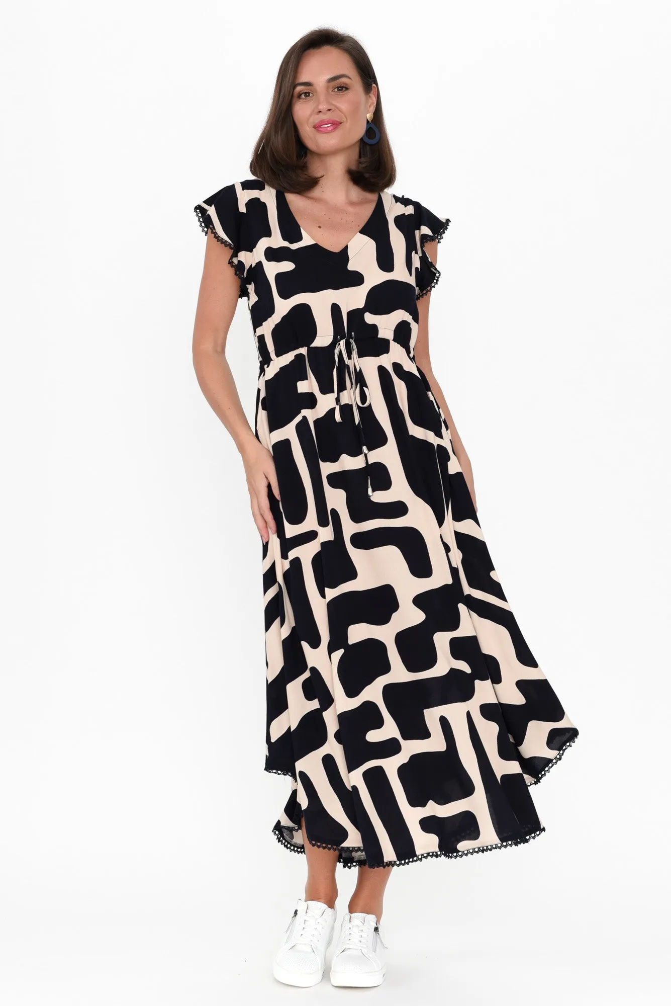 Libby Dark Navy Geo Midi Dress sold by Blue Bungalow product image thumbnail 3