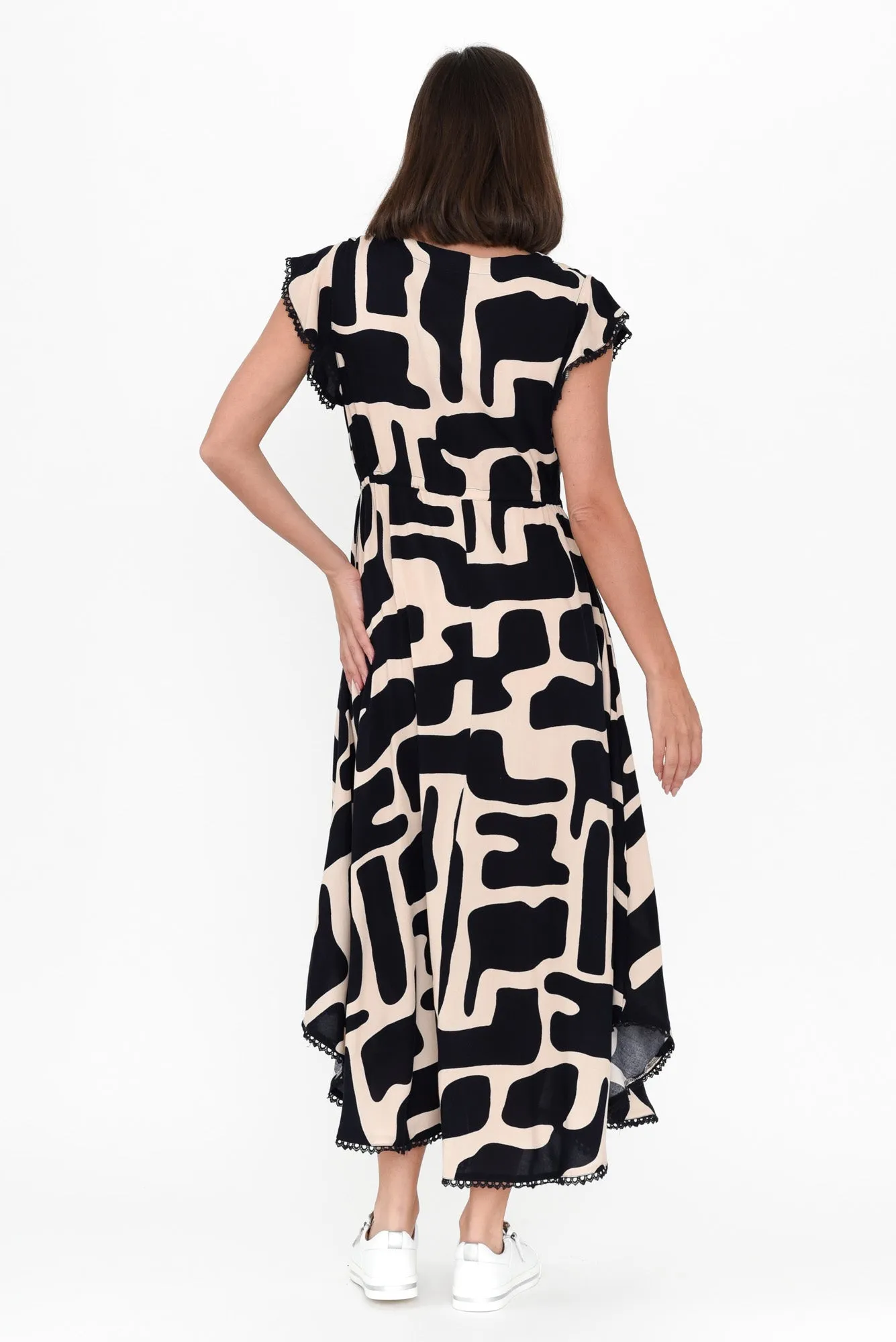 Libby Dark Navy Geo Midi Dress sold by Blue Bungalow product image thumbnail 5