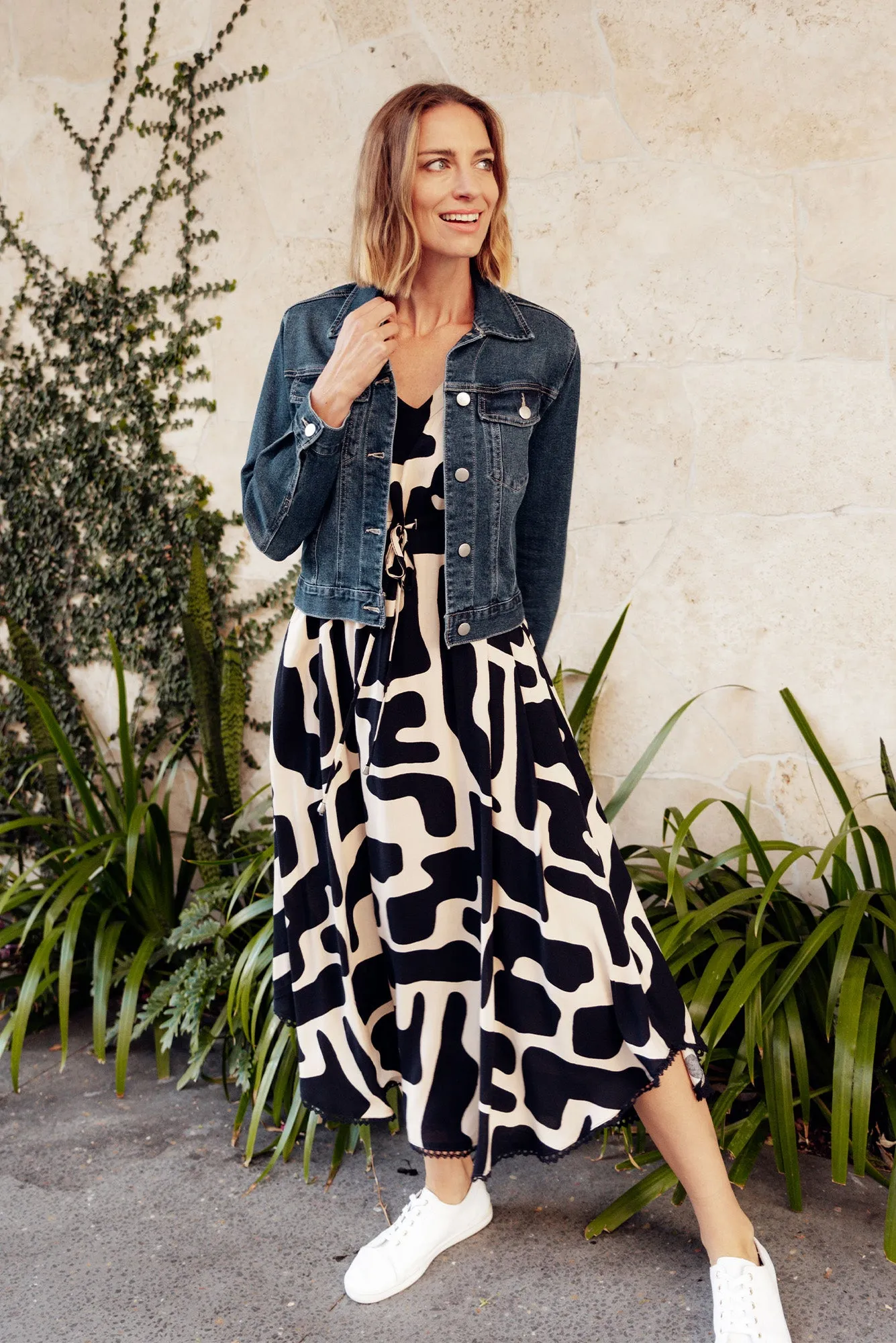 Libby Dark Navy Geo Midi Dress sold by Blue Bungalow product image thumbnail 2