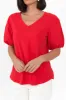 Joy Red Cotton Blend Tee sold by Blue Bungalow