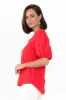 Joy Red Cotton Blend Tee sold by Blue Bungalow