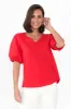 Joy Red Cotton Blend Tee sold by Blue Bungalow