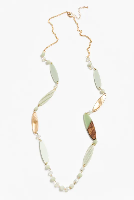 Aal Green Beaded Leaf Necklace sold by Blue Bungalow