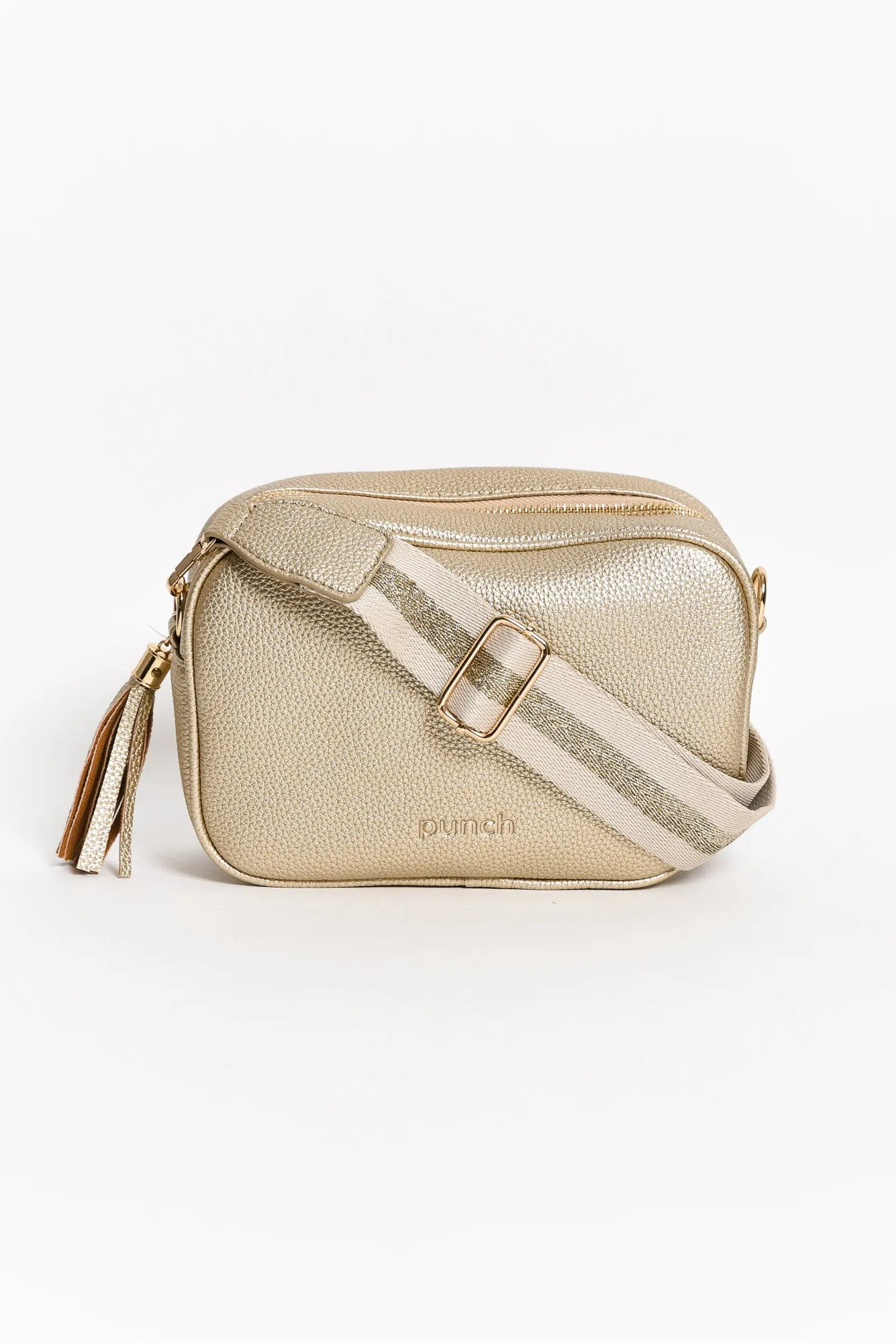 Dell Gold Crossbody Bag sold by Blue Bungalow