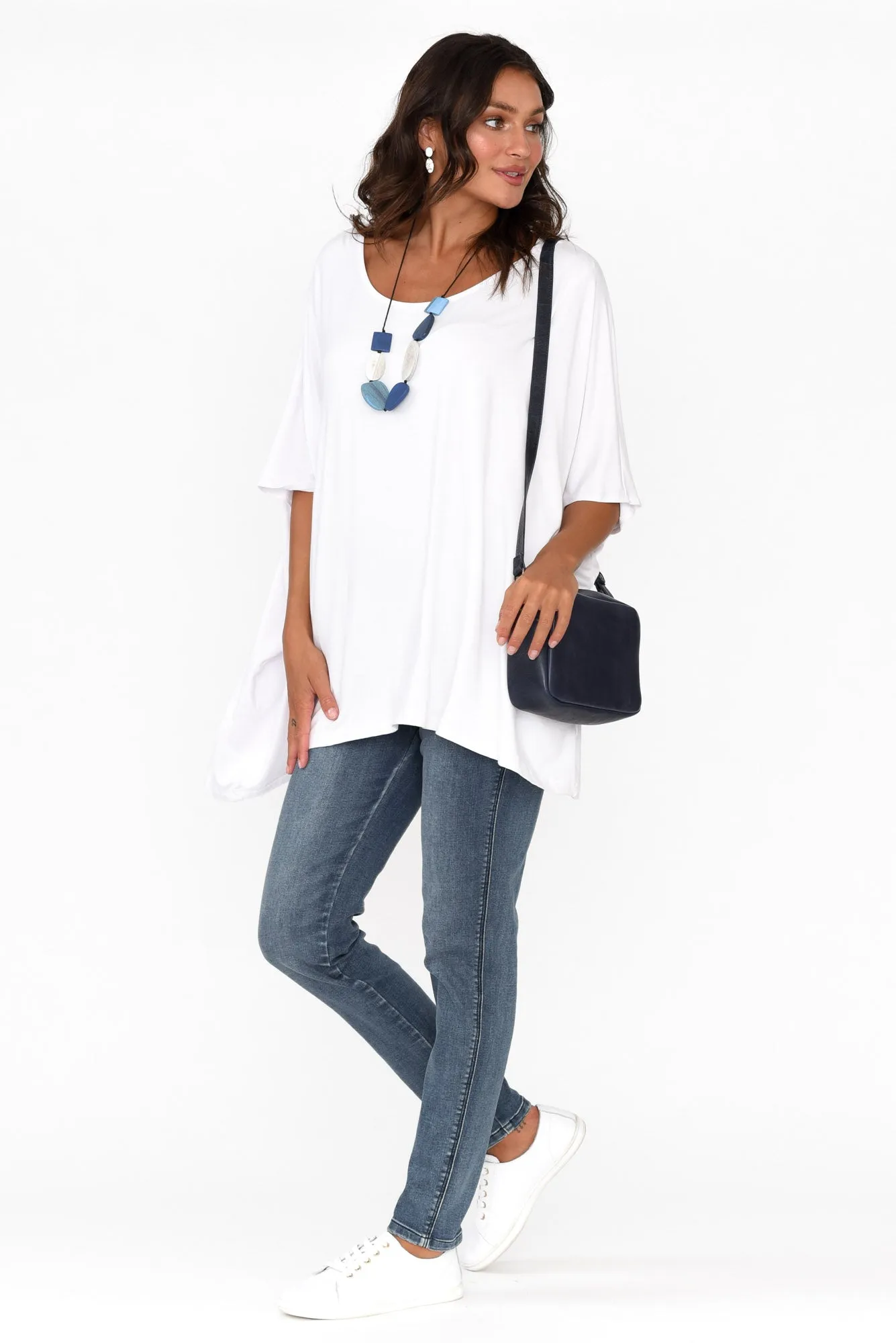 Sorronda White Bamboo Batwing Top sold by Blue Bungalow product image thumbnail 2