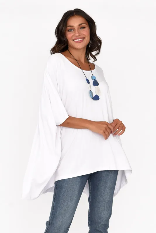 Sorronda White Bamboo Batwing Top sold by Blue Bungalow