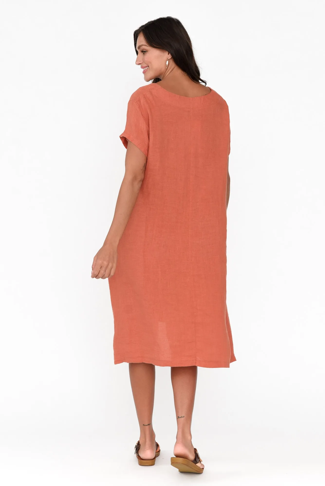 Sonny Rust Linen Swing Dress sold by Blue Bungalow product image thumbnail 5