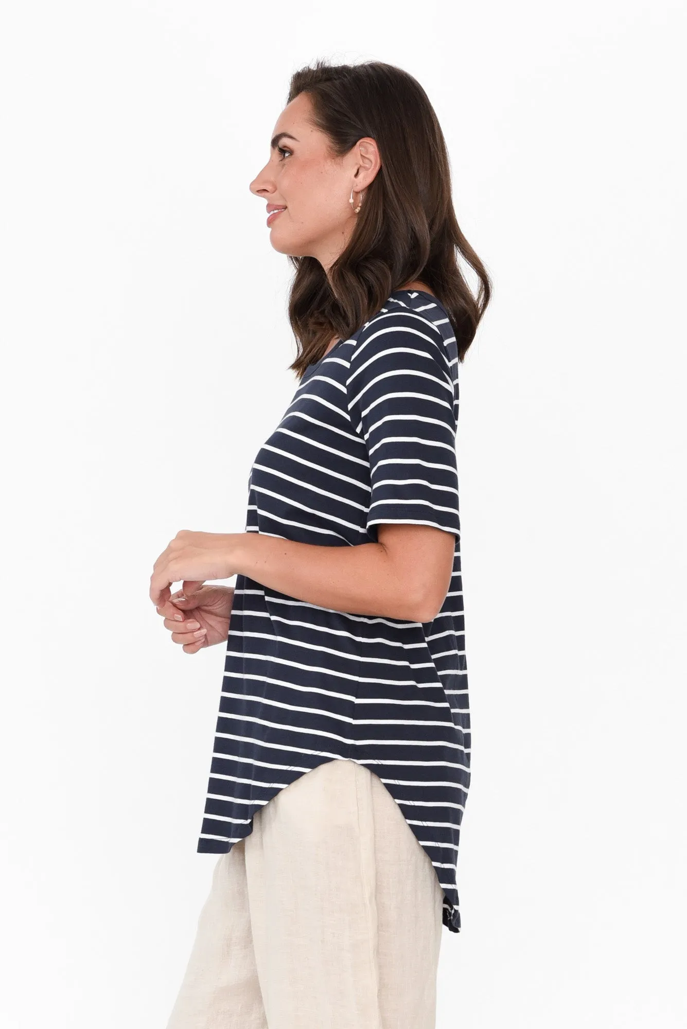 Ariana Midnight Stripe Cotton Tee sold by Blue Bungalow product image thumbnail 3