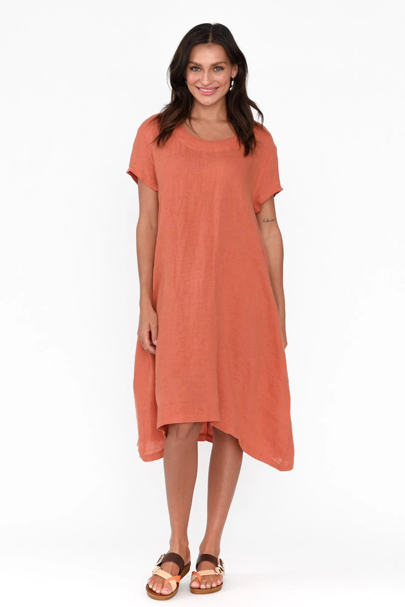 Sonny Rust Linen Swing Dress sold by Blue Bungalow product image thumbnail 2