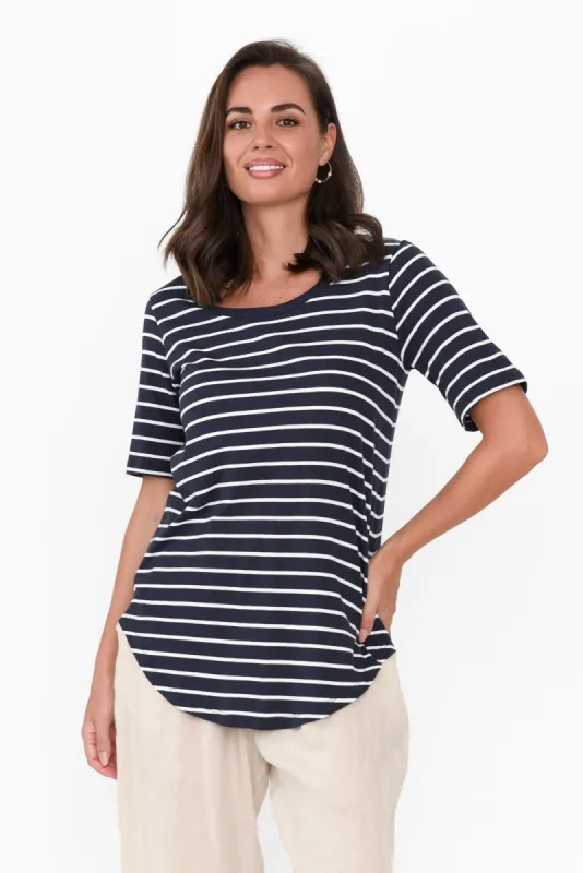 Ariana Midnight Stripe Cotton Tee sold by Blue Bungalow