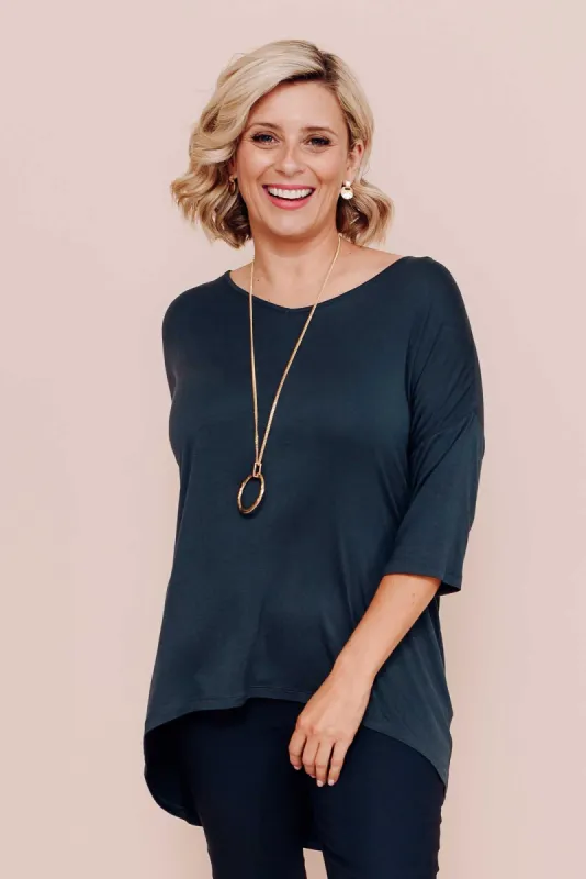 Brielle Charcoal Bamboo V Neck Top sold by Blue Bungalow