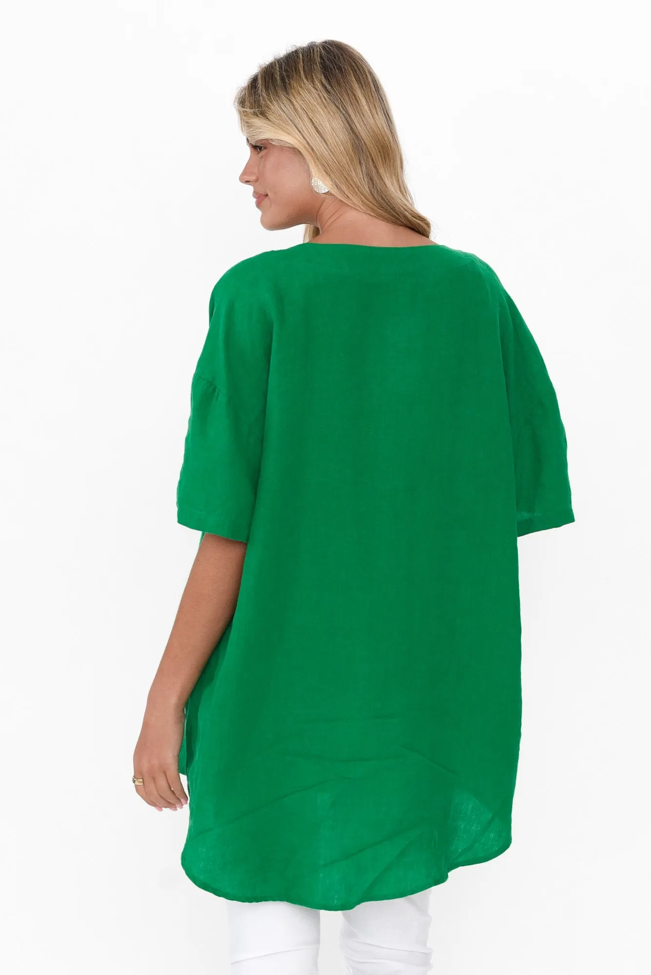 Holland Green Linen V Neck Tunic sold by Blue Bungalow product image thumbnail 5