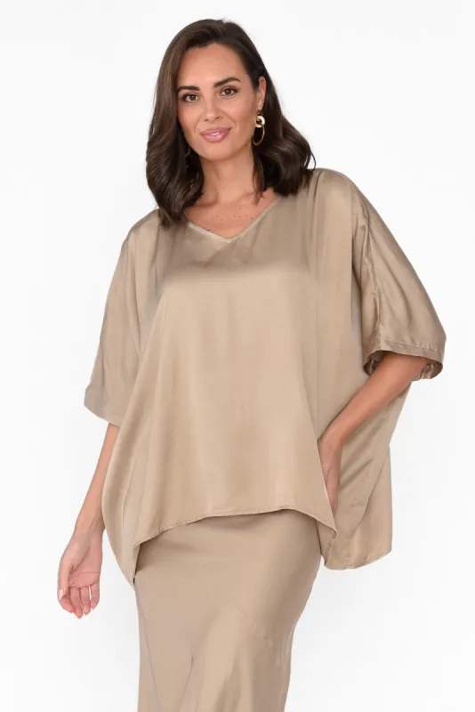 Eternal Champagne Draped Top sold by Blue Bungalow