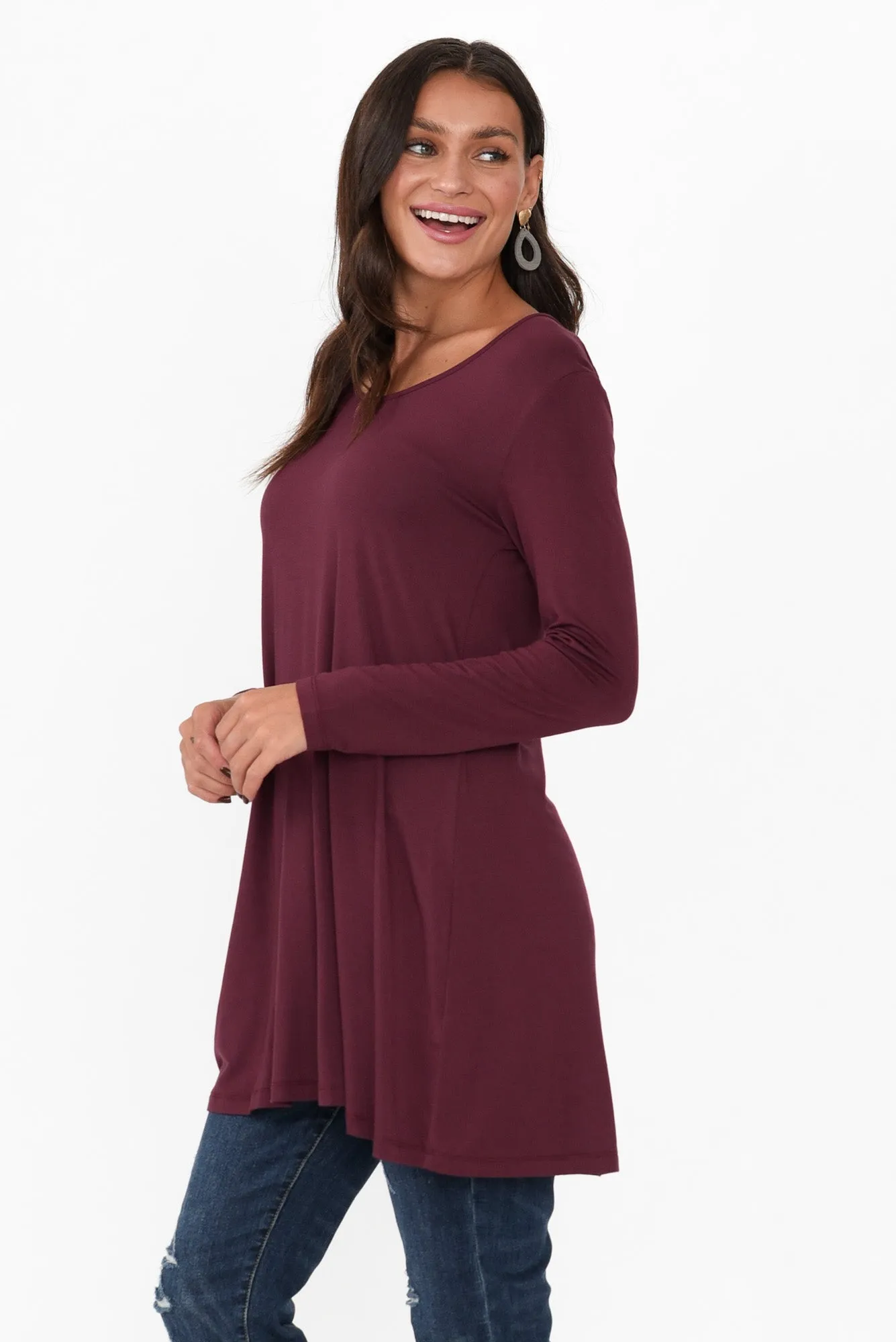 Leanne Burgundy Bamboo Tunic Top sold by Blue Bungalow product image thumbnail 3