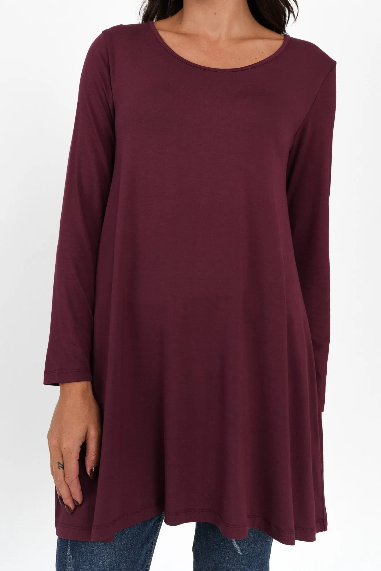 Leanne Burgundy Bamboo Tunic Top sold by Blue Bungalow product image thumbnail 5