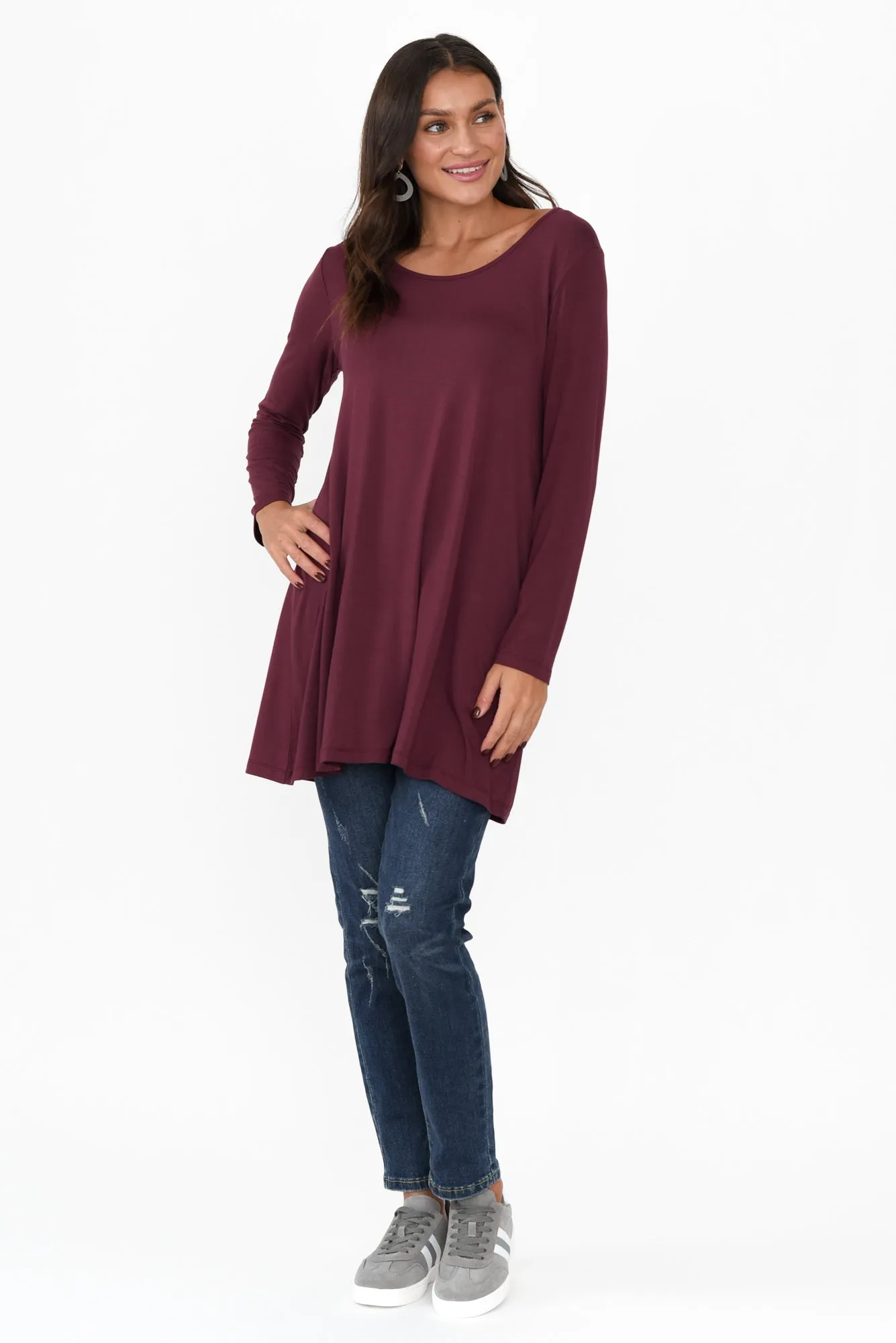 Leanne Burgundy Bamboo Tunic Top sold by Blue Bungalow product image thumbnail 2