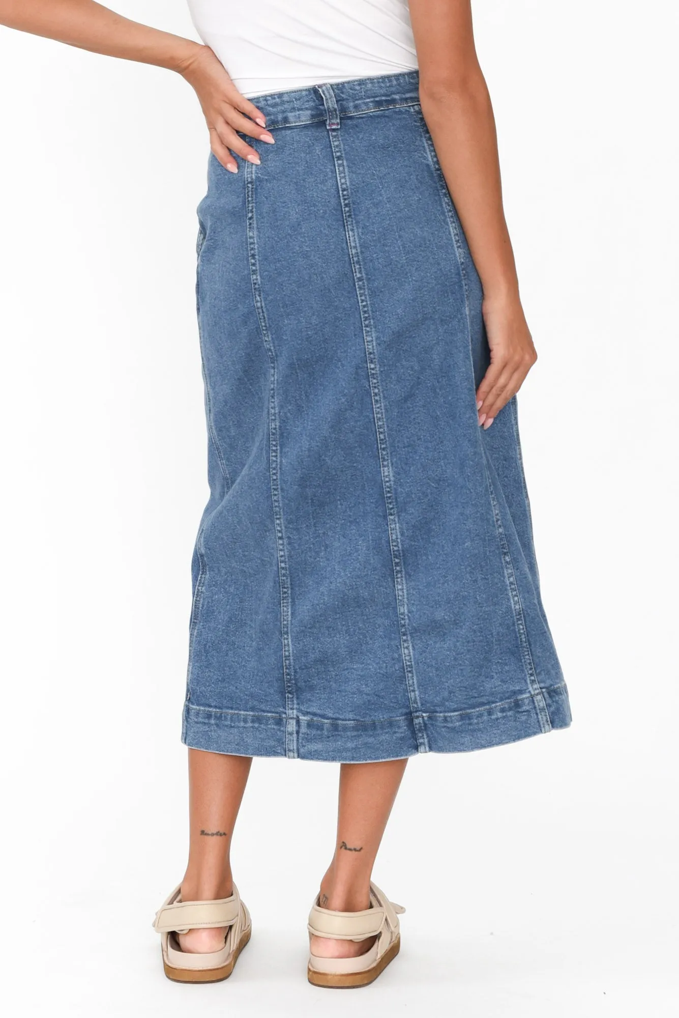 Florence Mid Blue Denim Skirt sold by Blue Bungalow product image thumbnail 4