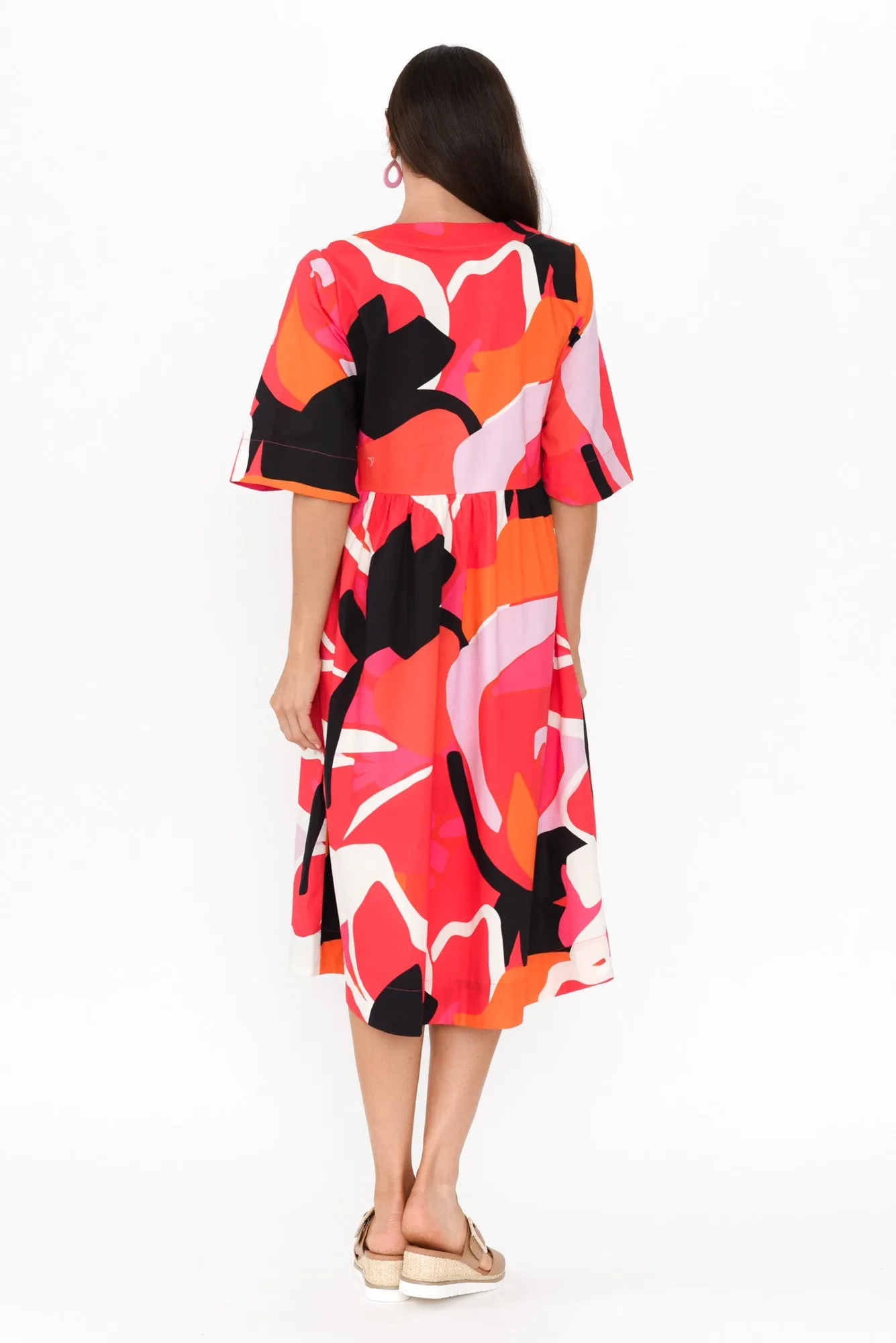 Brightside Pink Abstract Cotton Dress sold by Blue Bungalow product image thumbnail 4