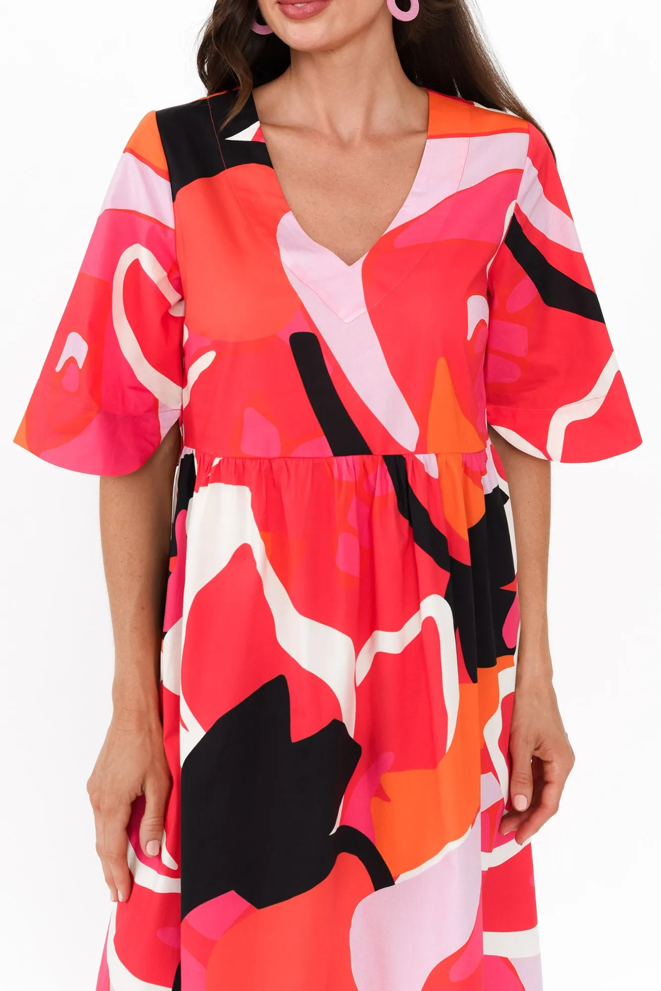 Brightside Pink Abstract Cotton Dress sold by Blue Bungalow product image thumbnail 5